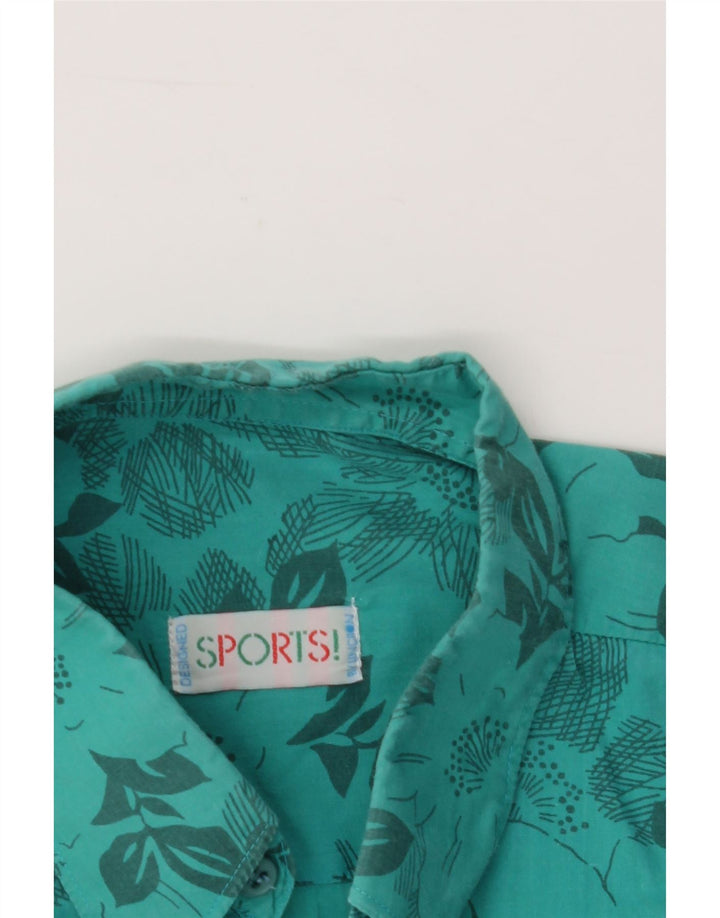 VINTAGE Mens Short Sleeve Shirt Large Blue Floral Vintage Vintage and Second-Hand Vintage from Messina Hembry 