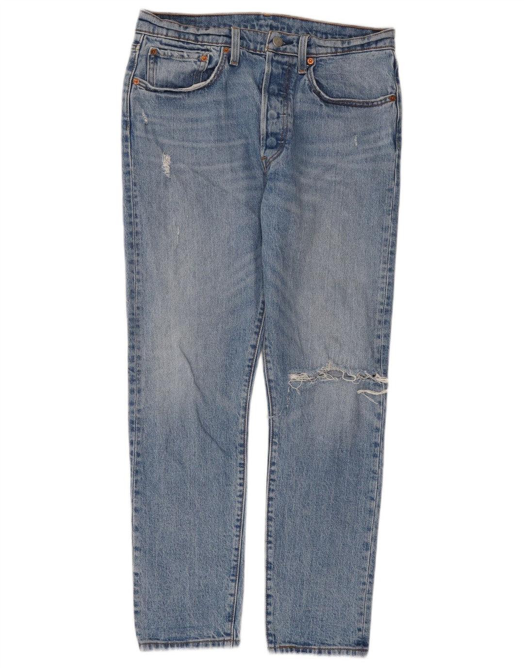 Levi's Damen 501 Distressed Straight Jeans W30 L30 Blaue Baumwolle