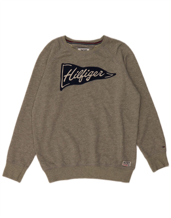 TOMMY HILFIGER Herren Grafik-Sweatshirt-Pullover, kleine graue Baumwolle