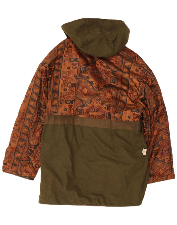 Lavorazione Artigiana Damen Parka mit Kapuze IT 50 XL Khaki Geometrisch