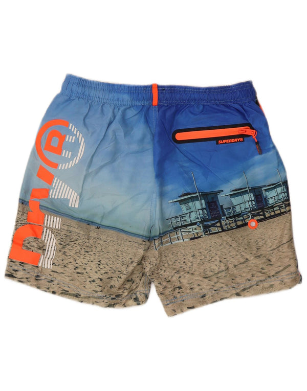Superdry Mens Graphic Swimming Shorts Medium  Blue Striped Polyester