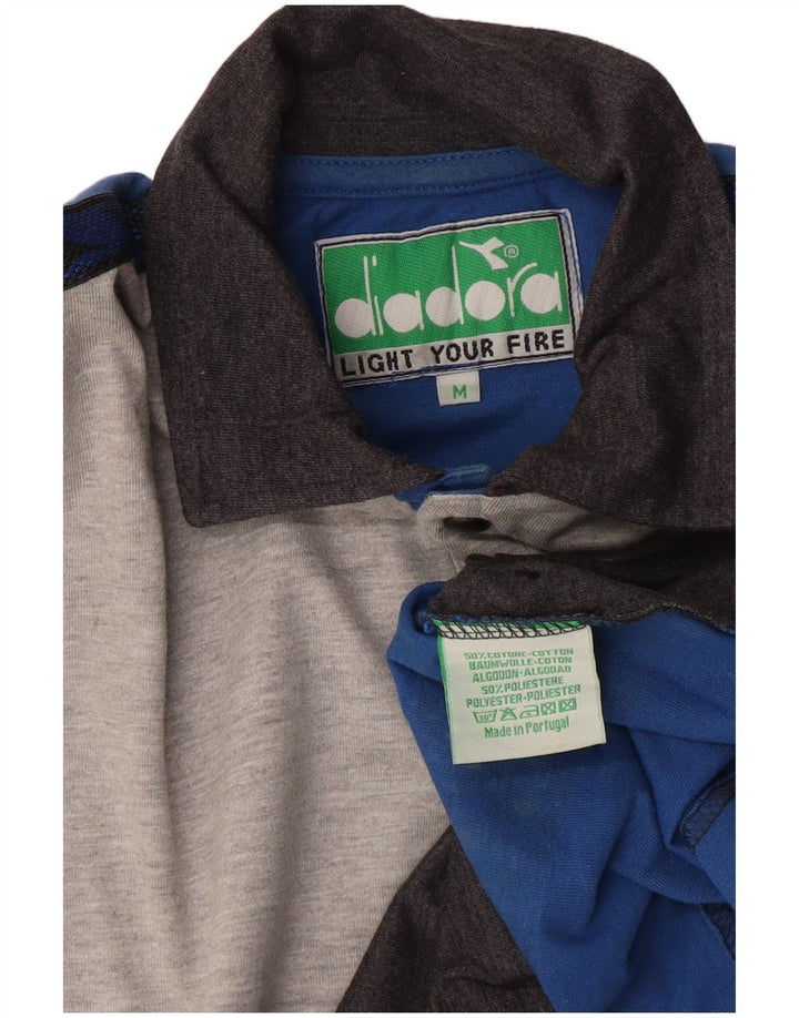 Diadora Herren-Poloshirt aus mittelgrauer Colourblock-Baumwolle