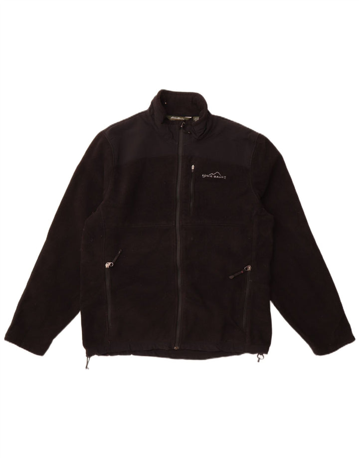 Eddie Bauer Mens Fleece Jacket UK 38 Medium Black Polyester