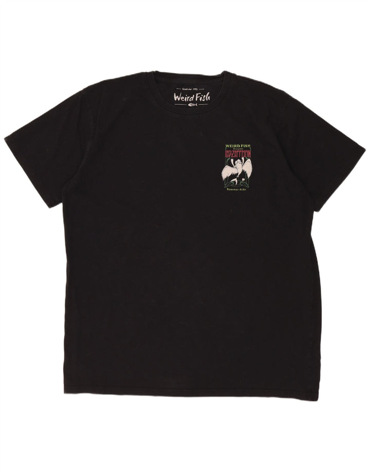 WEIRD FISH Herren Grafik T-Shirt Top XL Schwarz Baumwolle