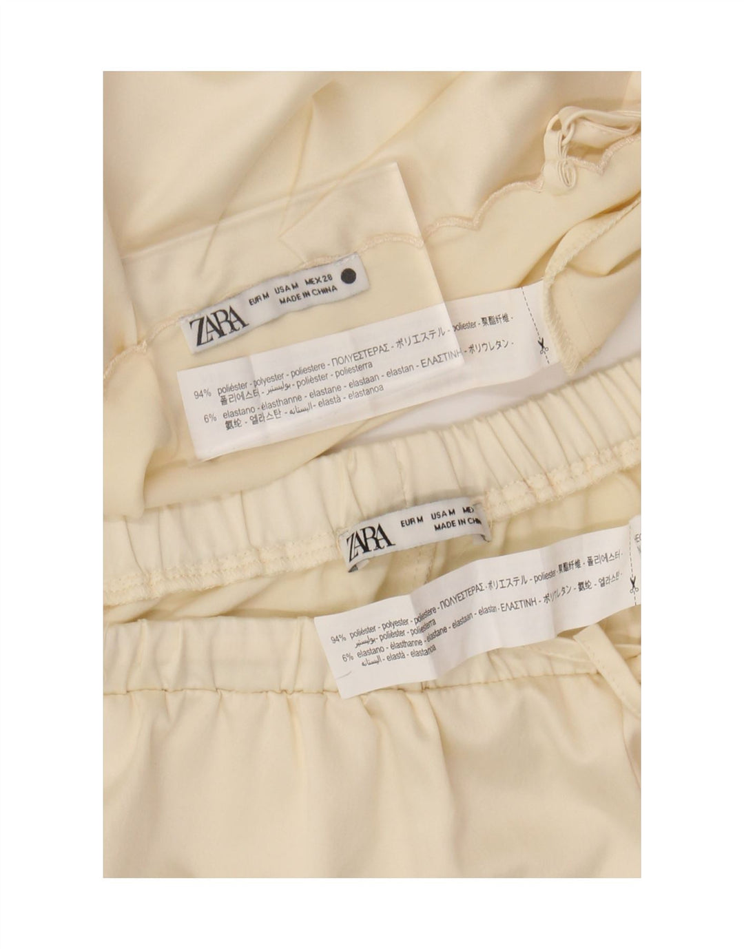 ZARA Womens Sleepwear 2 Piece Set UK 12 Medium Off White Floral Polyester Vintage Zara and Second-Hand Zara from Messina Hembry 