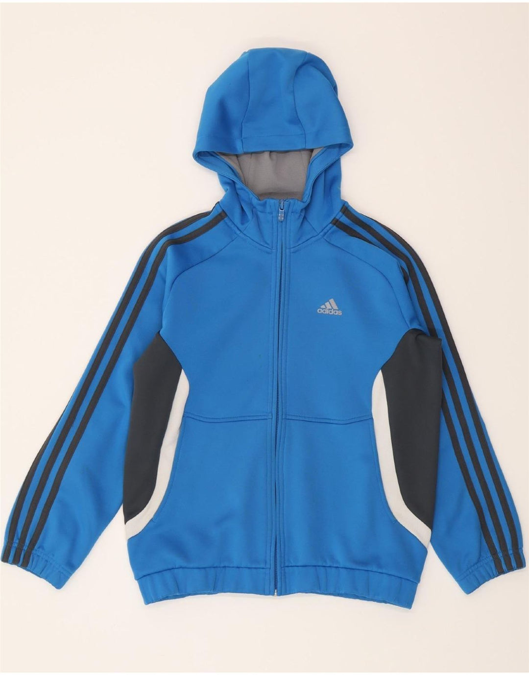 ADIDAS Boys Climalite Tracksuit Top Jacket 11-12 Years Blue Colourblock Vintage Adidas and Second-Hand Adidas from Messina Hembry 