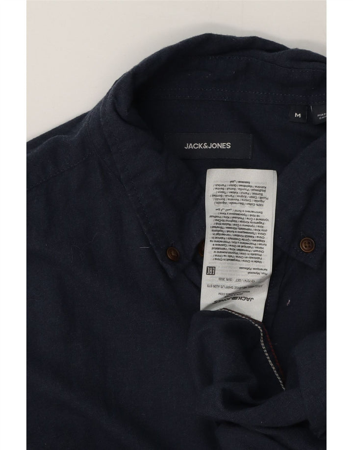 Jack & Jones Herrenhemd aus mittelblauer Baumwolle in Marineblau