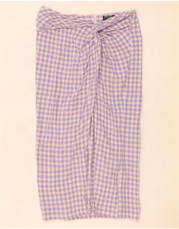 Zara Damen Maxirock Large W32 Lila Gingham