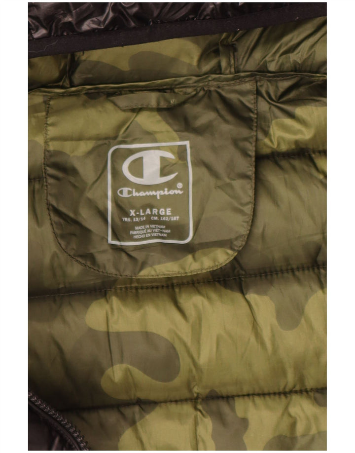Champion wattierte Jungenjacke mit Kapuze, 13–14 Jahre, XL, Schwarz