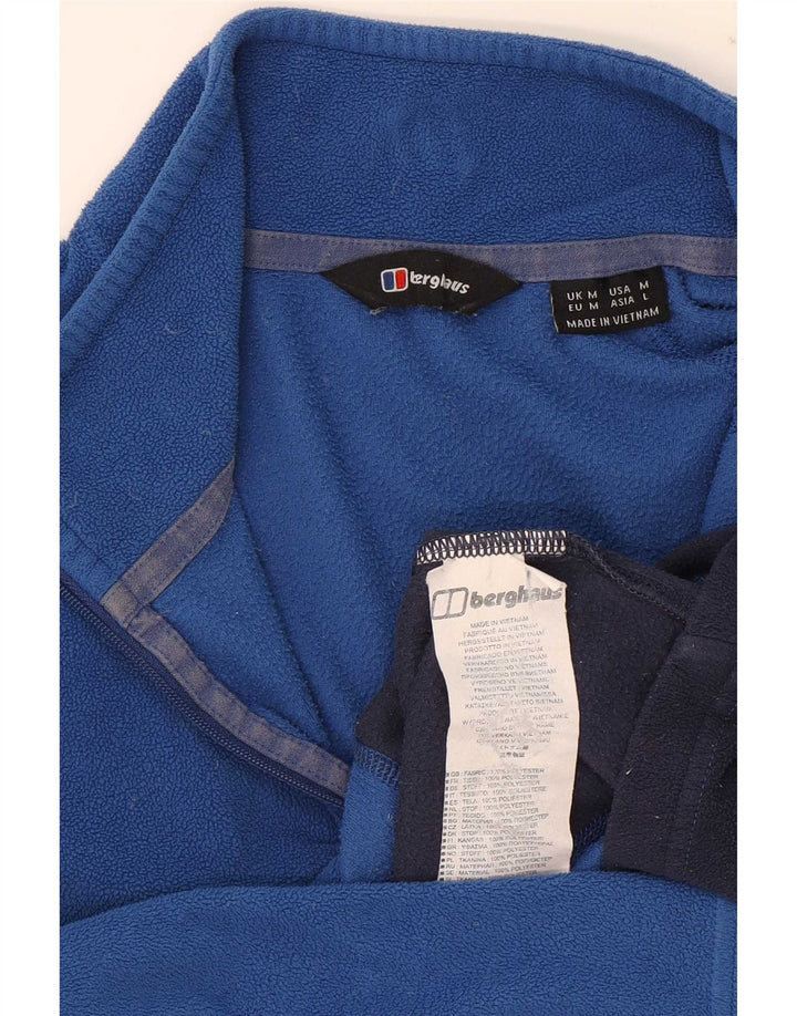 Berghaus Herren-Fleecepullover mit Reißverschluss am Hals, mittelblaues Farbblock-Polyester
