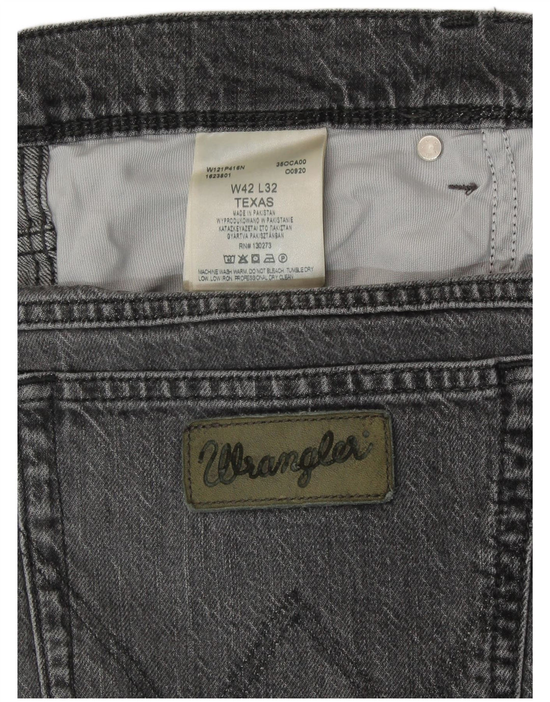WRANGLER Herren Texas Straight Jeans W42 L32 Graue Baumwolle