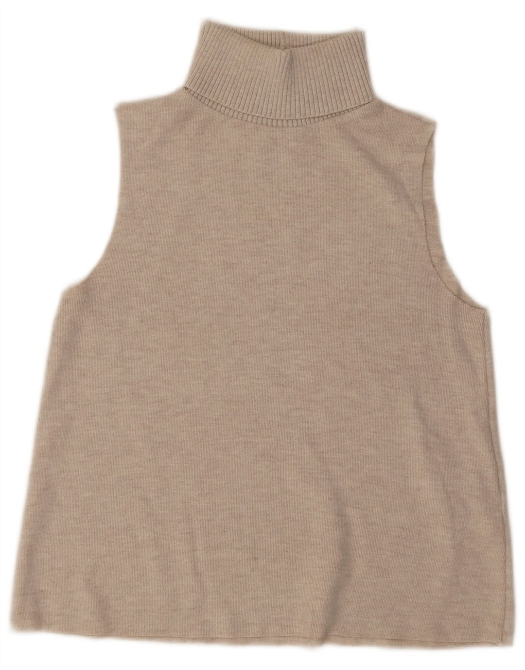 Ärmelloser Rollkragenpullover für Damen von Zara, Gr. 12, Mittelbeige