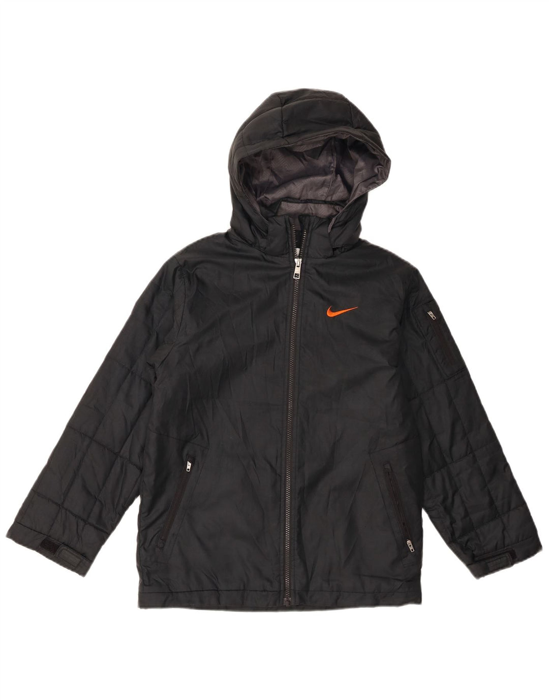 Nike Jungen-Windbreakerjacke mit Kapuze, 10–11 Jahre, mittelgroßes schwarzes Polyester