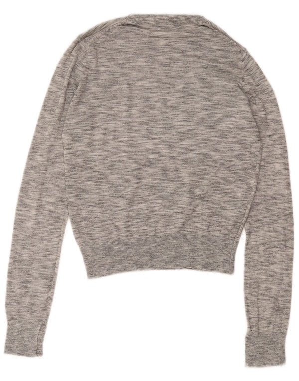 Zara Damen Crop Crew Neck Pullover Pullover UK 12 Mittelgrau meliert