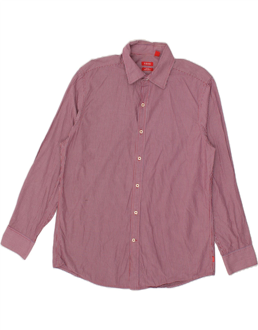 IZOD Mens Slim Fit Shirt Large Red Pinstripe Cotton Vintage Izod and Second-Hand Izod from Messina Hembry 