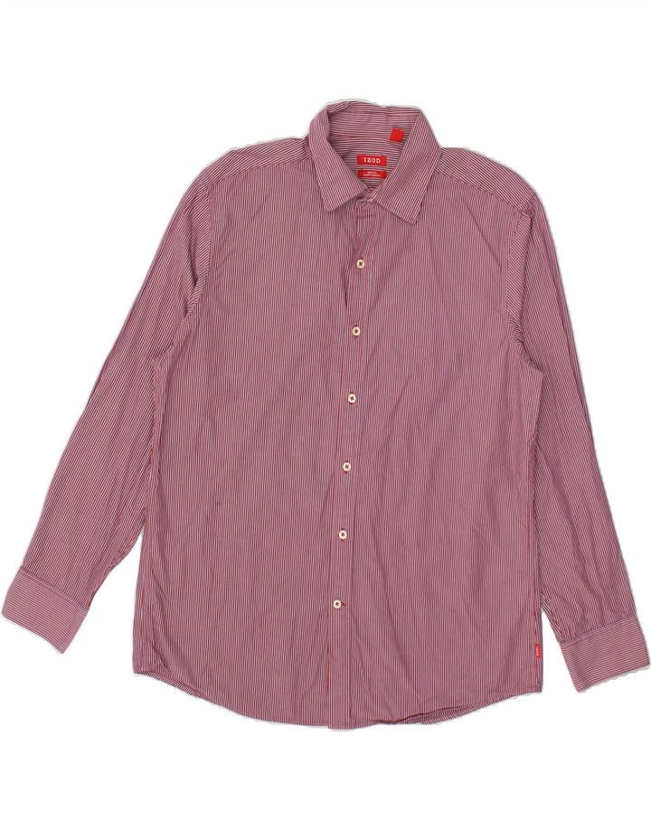 IZOD Mens Slim Fit Shirt Large Red Pinstripe Cotton Vintage Izod and Second-Hand Izod from Messina Hembry 