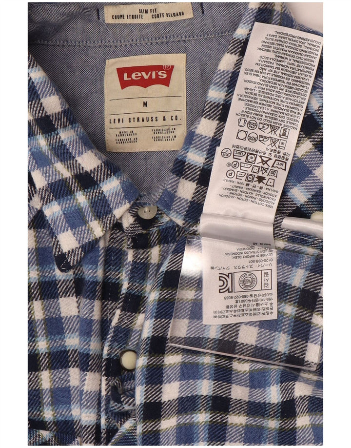 Levi's Slim-Fit-Flanellhemd für Herren aus mittelblau karierter Baumwolle