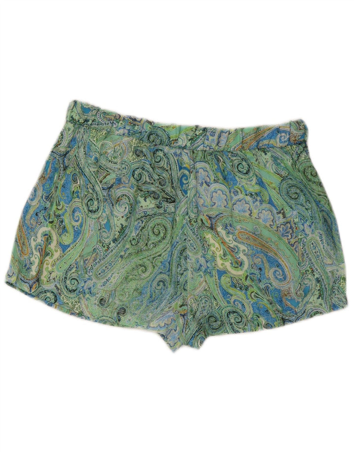 Zara Damen Hotpants Medium W28 Grün Paisley Polyester