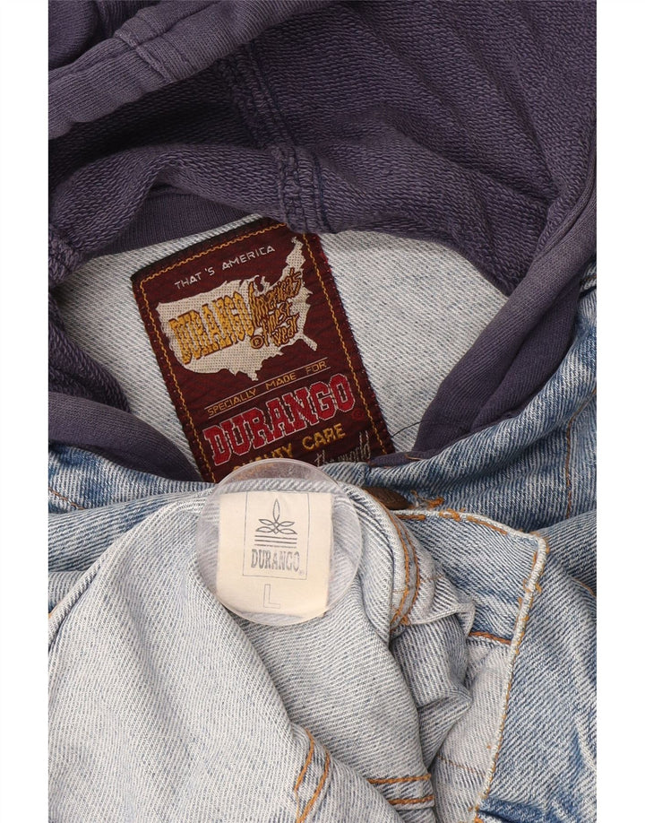 DURANGO Herren-Jeansjacke mit Kapuze, UK 40, große blaue Colourblock-Baumwolle