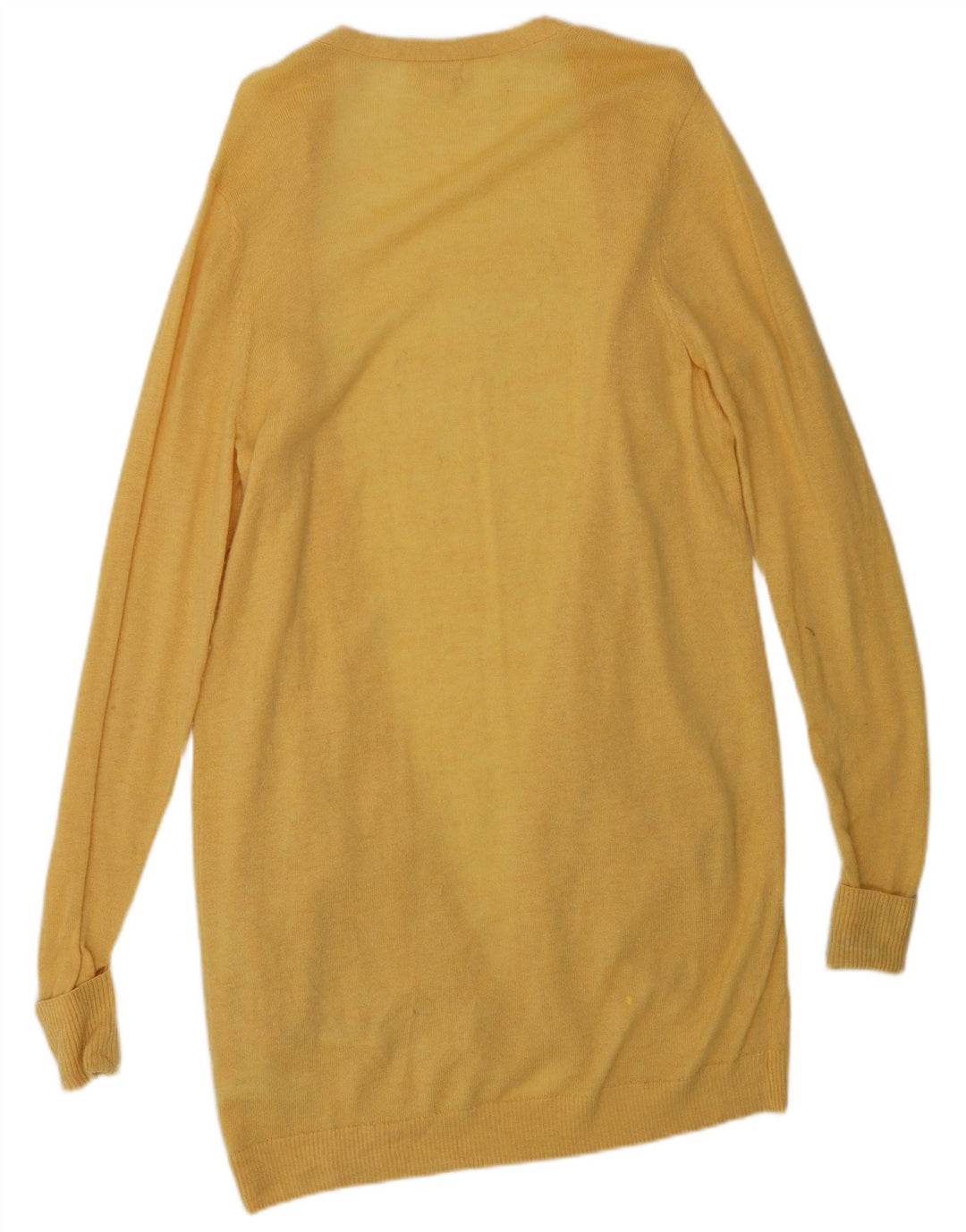 FAT FACE Damen Longline Open Cardigan Pullover UK 14 Mittelgelbe Wolle