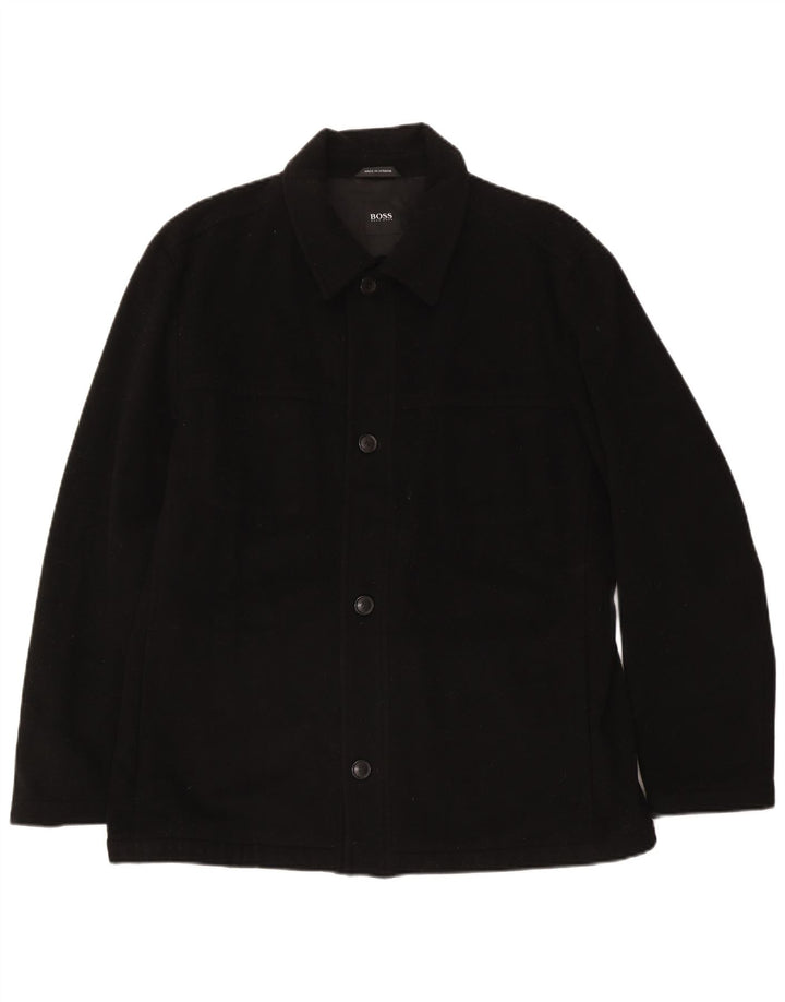 Hugo Boss Herren Utility-Jacke EU 54 2XL Schwarze Wolle