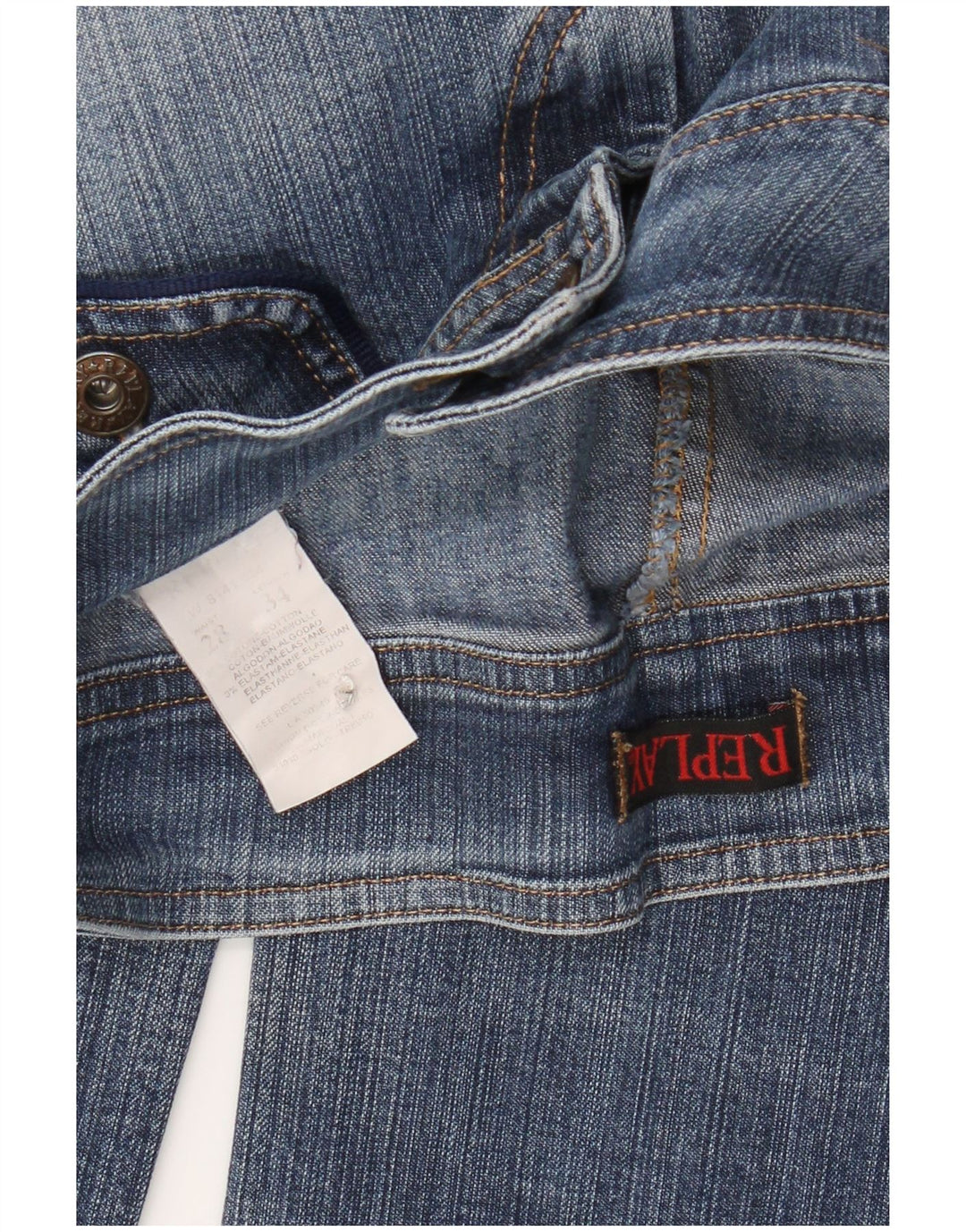 REPLAY Damen Straight Jeans W28 L34 Blaue Baumwolle