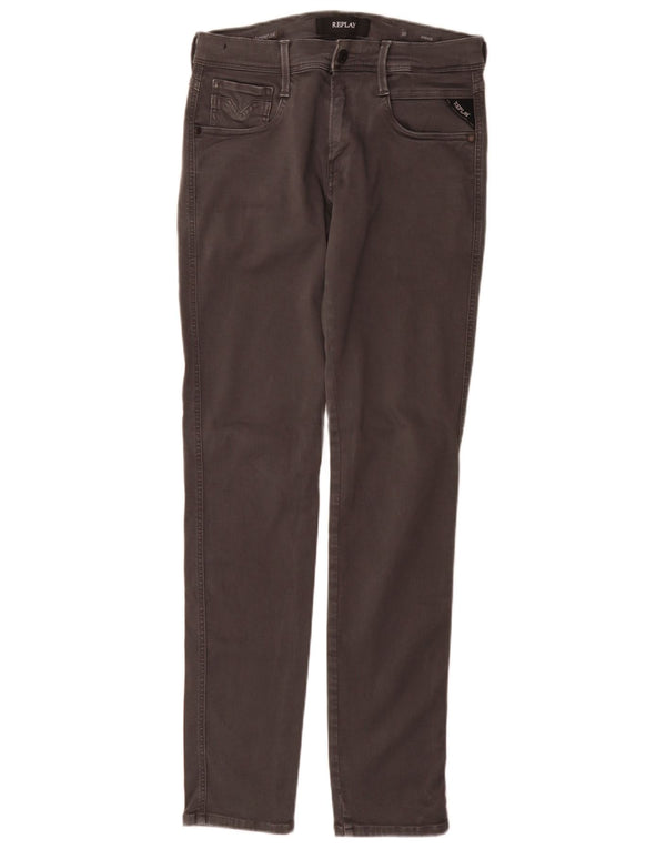Replay Damen Anbass Slim Jeans W30 L32 Graue Baumwolle