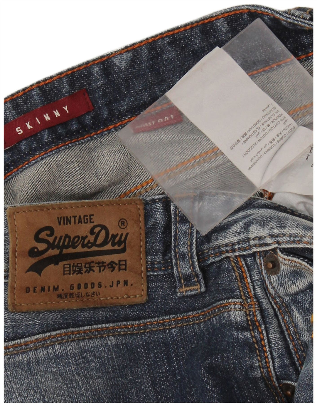 SUPERDRY Herren Skinny Jeans W36 L34 Blaue Baumwolle