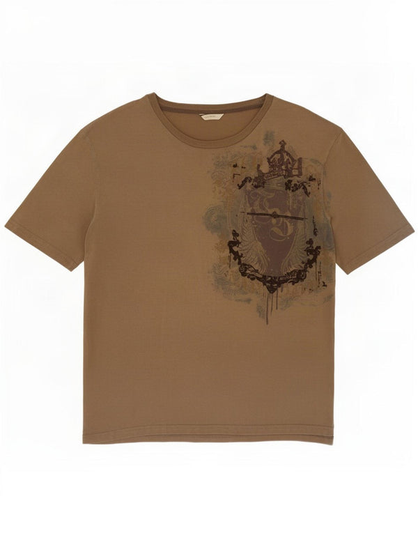Ted Baker Herren-T-Shirt mit Grafik, Größe 4, Größe L, Braun