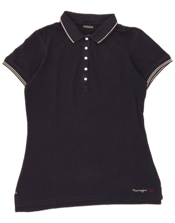 Napapijri Damen Poloshirt mit Grafik, UK 14, Größe L, Marineblau