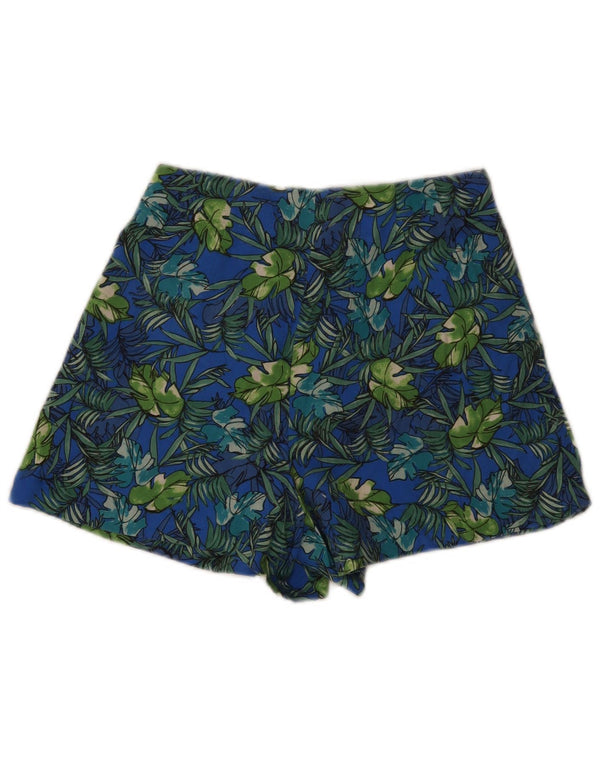Zara Damen Trafaluc High Waist Chino Shorts Small W26 Blau geblümt