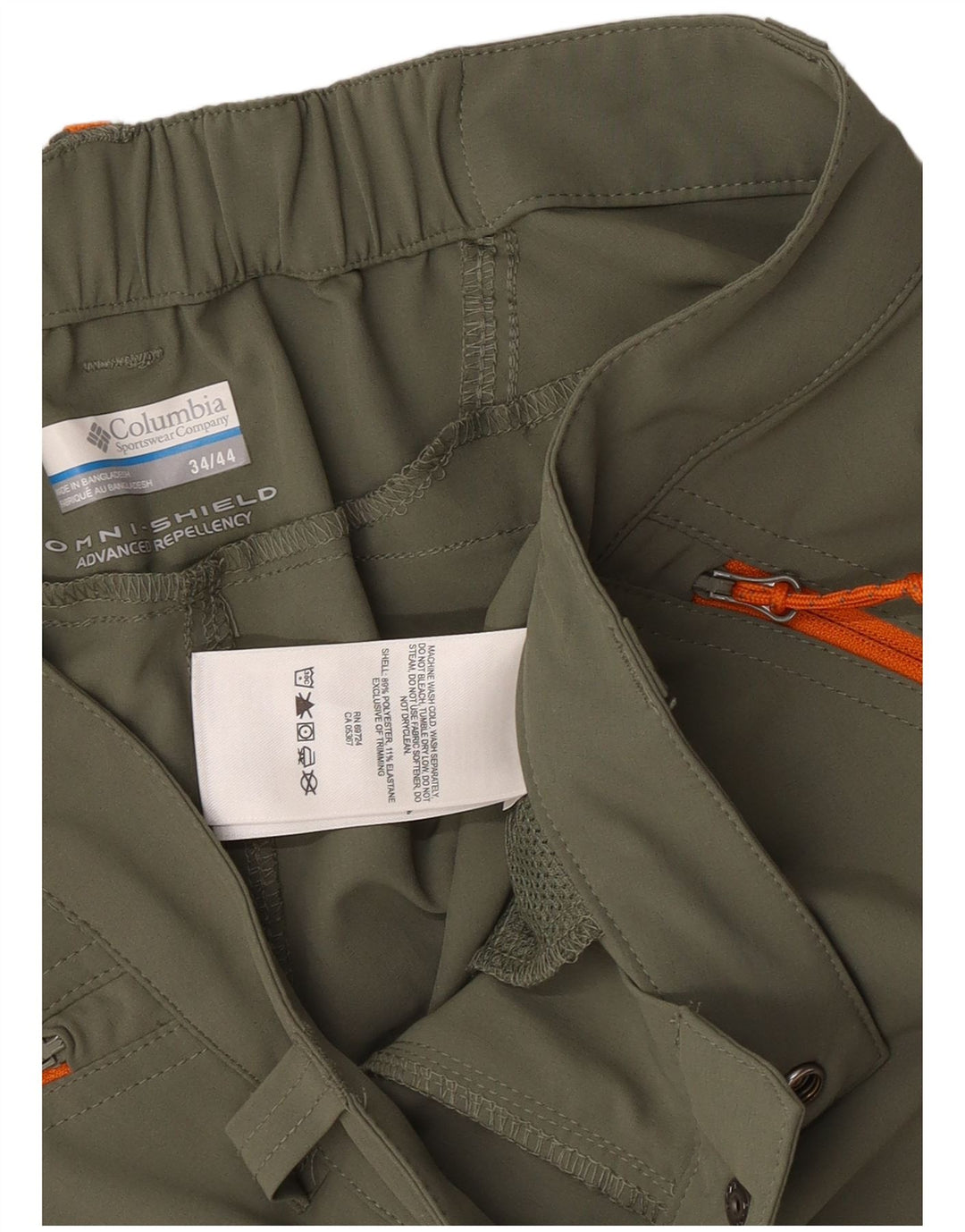 Columbia Herren Omni-Shield Cargo Shorts W34 Large Khaki Polyester