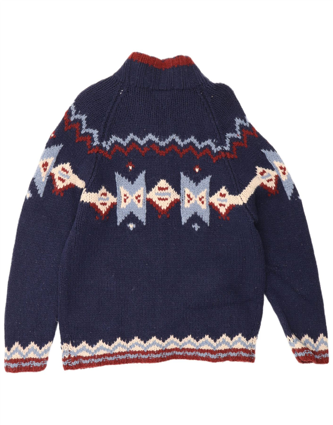 S. Moritz Herren Strickjacke XL Blau Fair Isle Wolle