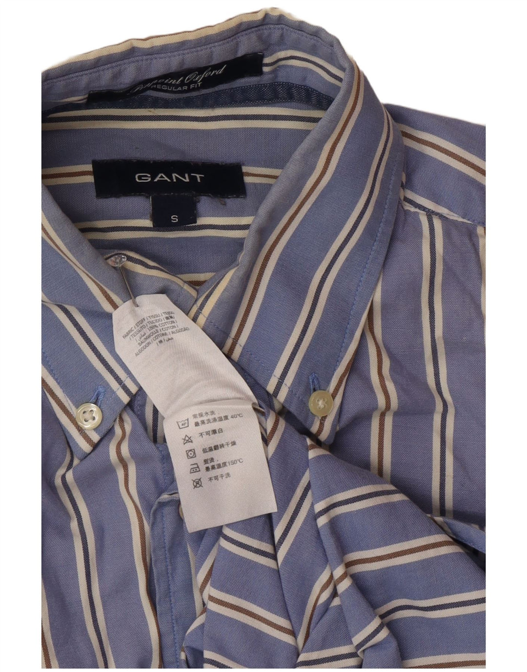Gant Herren-Hemd mit normaler Passform, klein, blau gestreift, Baumwolle