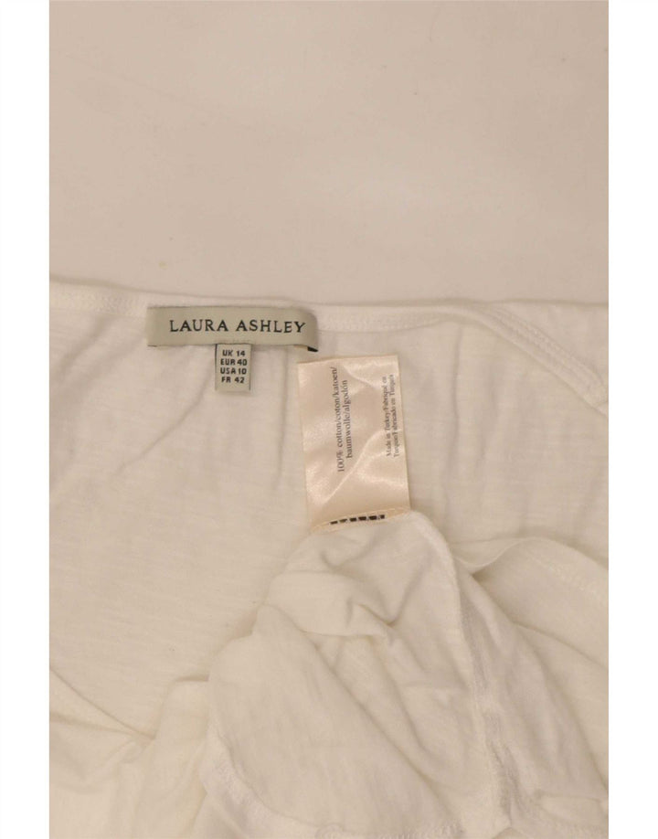 Laura Ashley Damen-Tunika-Oberteil, UK-Größe 44, Größe L, weiße Baumwolle
