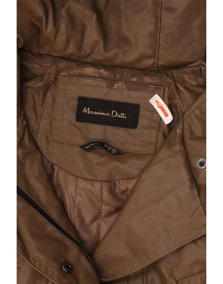 Massimo Dutti Damen-Regenmantel mit Kapuze, UK 14, Mittelbraun