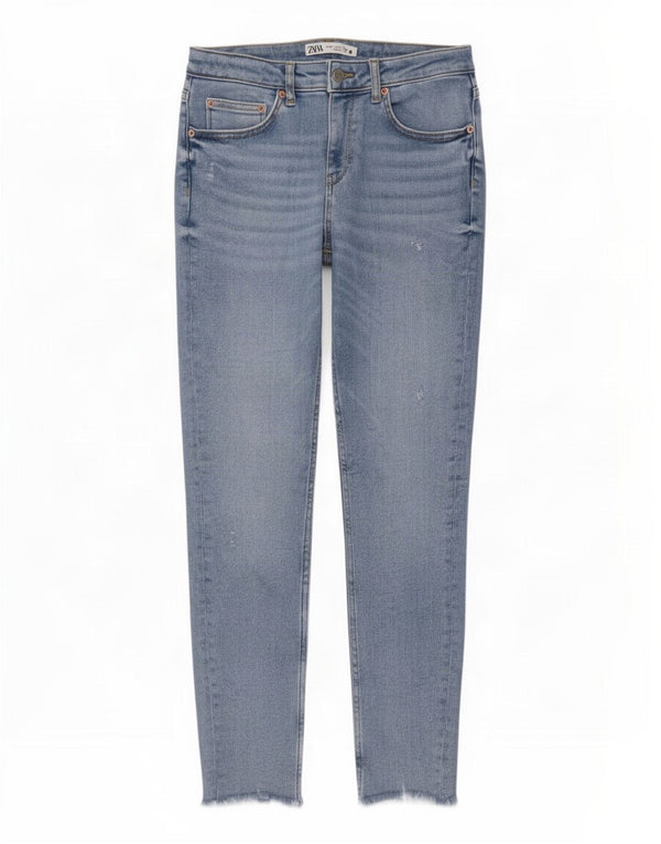 Zara Damen Distressed Skinny Jeans EU 40 Medium W30 L28 Blau
