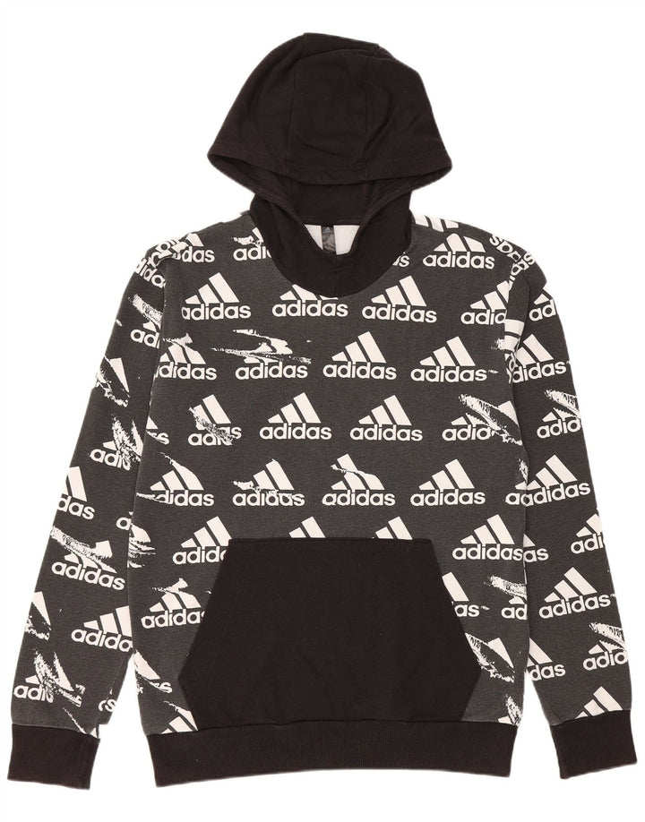 ADIDAS Mens Graphic Hoodie Jumper Medium Black Cotton