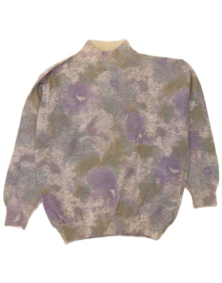 Vintage Damen Rollkragenpullover Pullover UK 14 Groß Mehrfarbig Tie Dye