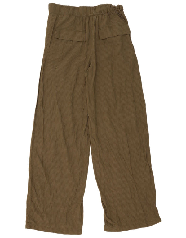 Zara Damen-Chinohose mit hoher Taille, mittelgroß, W30, L32, Khaki, Nadelstreifen