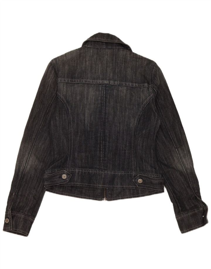 Guess Damen Crop Denim Jacke UK 12 Mittelschwarze Baumwolle