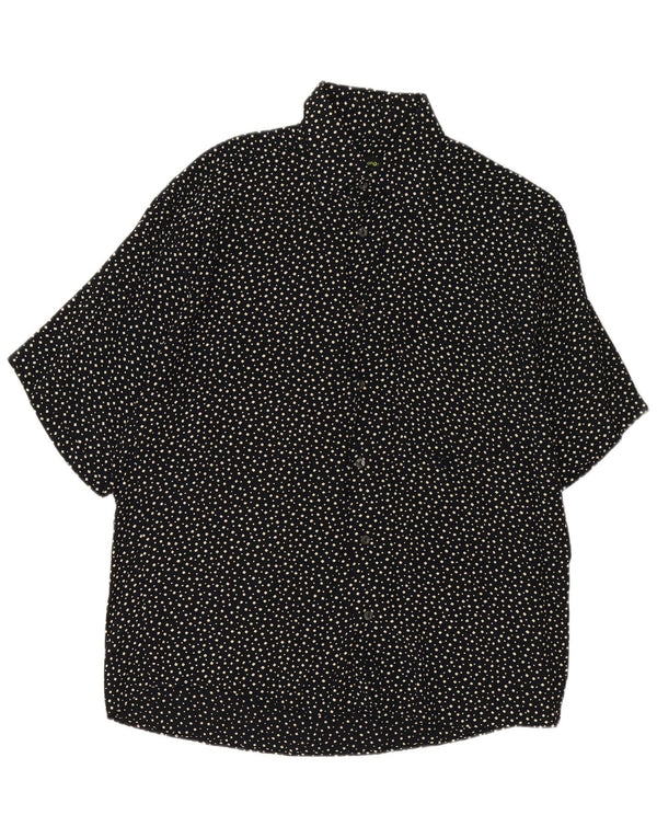 Vintage Herren Kurzarmhemd Medium Schwarz gefleckt
