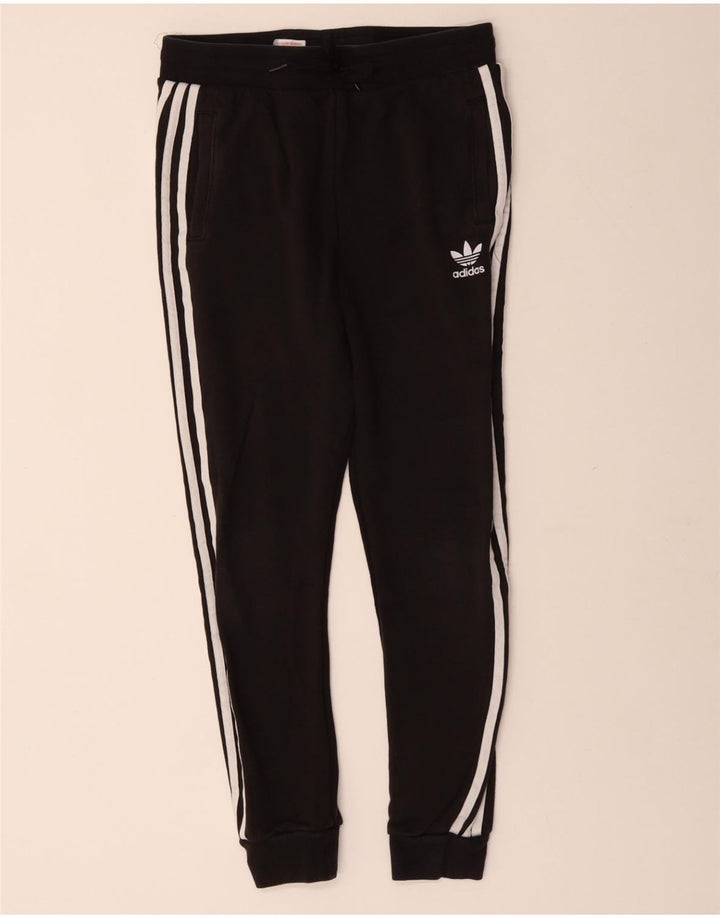ADIDAS Damen Trainingshose Jogger UK 12 Mittelschwarze Baumwolle