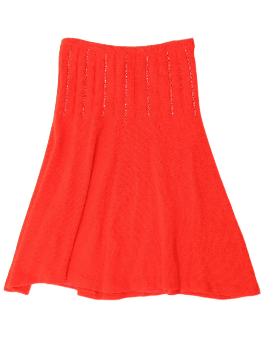 Vintage Damen Strick-Ausgestellter Rock IT 44 Medium W30 Red Angora