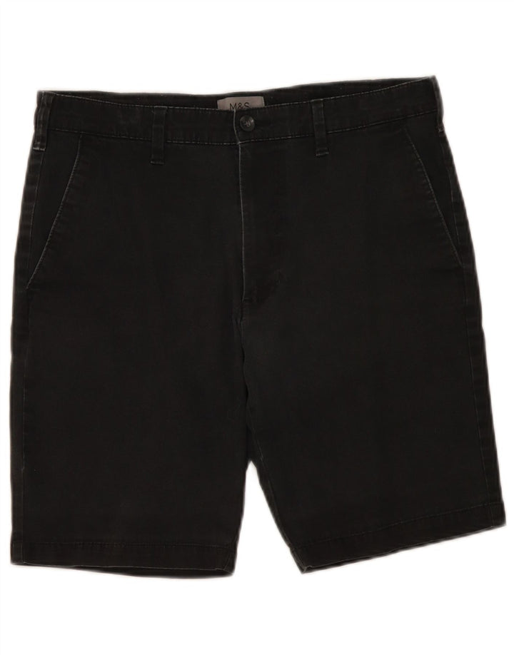 Marks & Spencer Herren Chinoshorts W32 Mittelschwarze Baumwolle