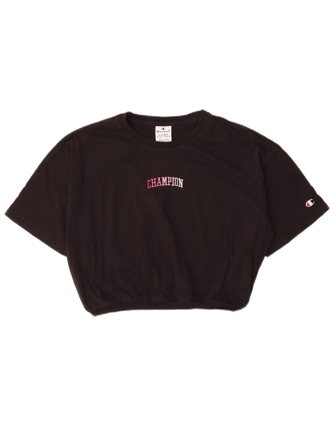 CHAMPION T-Shirt-Top für Mädchen, 13–14 Jahre, XL, schwarze Baumwolle