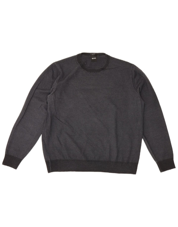 Hugo Boss Damen-Pullover mit Rundhalsausschnitt, UK 18, XL, graue Wolle