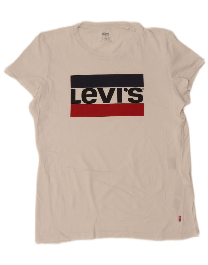 LEVI'S Damen-T-Shirt mit Grafik, UK 12, mittelweiße Baumwolle
