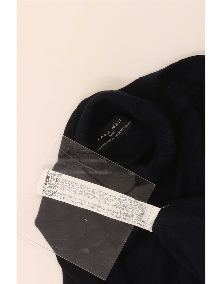 Rollkragenpullover für Herren von Zara, mittlere marineblaue Viskose