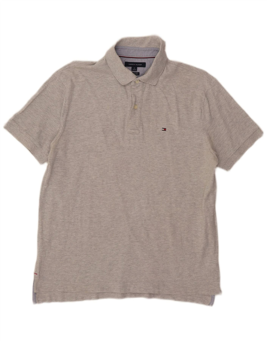 Tommy Hilfiger Herren-Poloshirt mit klassischer Passform, mittelgraue Baumwolle